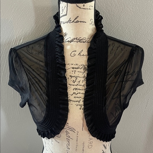 Hypnotik Black Sheer Mesh Shrug Bolero Ruffle Trim Gothic Festival Top S/M - Picture 1 of 4